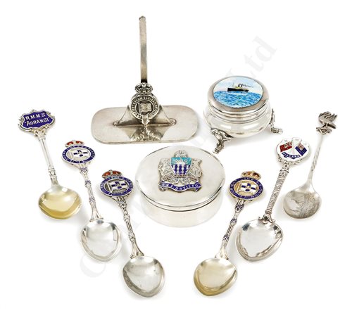 Lot 149 - A COLLECTION OF COMMEMORATIVE SILVER AND ENAMEL LINER SILVER