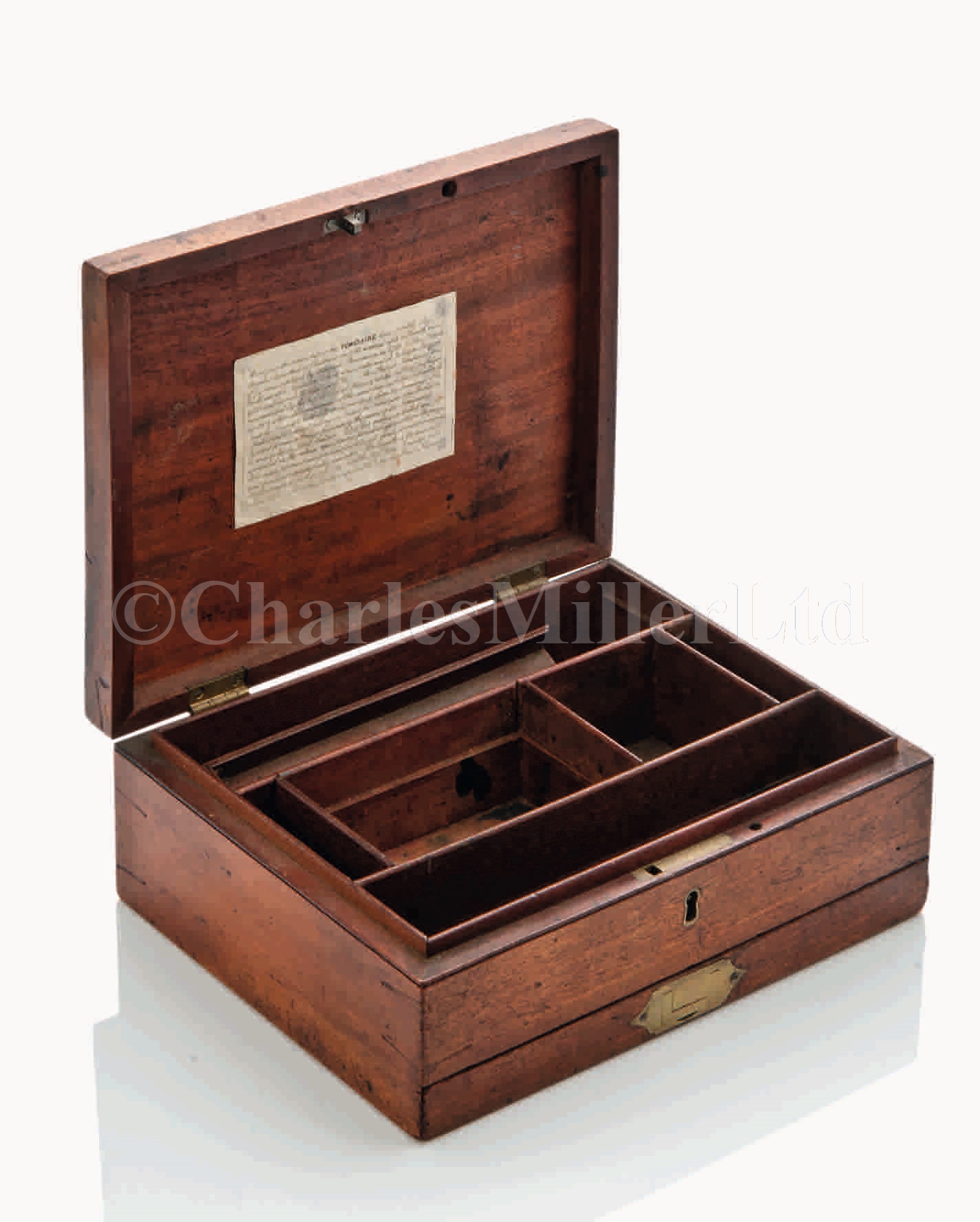 Lot 53 - A PORTABLE WRITING BOX MADE FROM THE TIMBER