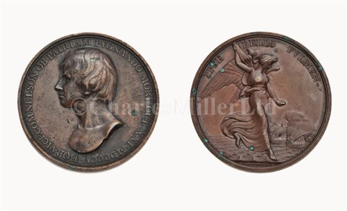 Lot 59 - DEATH OF NELSON, BRONZE MEDAL BY THOMAS WEBB,...