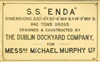 Lot 340 - A MIRROR-BACKED BUILDER'S MODEL FOR THE COASTER S.S. ENDA BUILT BY THE DUBLIN DOCKYARD COMPANY FOR MICHAEL MURPHY LTD, 1911