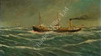 Lot 25 - J. MATENA (?DUTCH, EARLY 20th CENTURY ) - A little merchant steamship