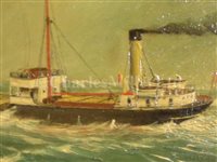 Lot 25 - J. MATENA (?DUTCH, EARLY 20th CENTURY ) - A little merchant steamship