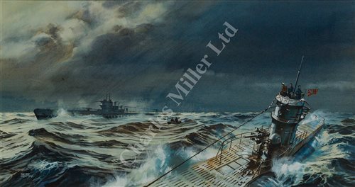 Lot 95 - δ GEOFF HUNT (BRITISH, B. 1948) - Submarines of World War II
