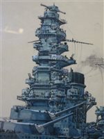 Lot 96 - δ GEOFF HUNT R.S.M.A. (BRITISH, B. 1948) - Japanese capital ships at sea: 'Kongo'; 'Kirishaina'; 'Fuso'; 'Haruna' and 'Ise'