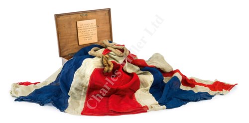 Lot 98 - A UNION FLAG FLOWN BY H.M.S. DUKE OF YORK DURING HER FAMOUS ACTION AGAINST S.M.S. SCHARNHORST, 26TH DECEMBER, 1943