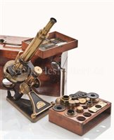 Lot 237 - A MONOCULAR TRUNK-TYPE MICROSCOPE BY R. & J....