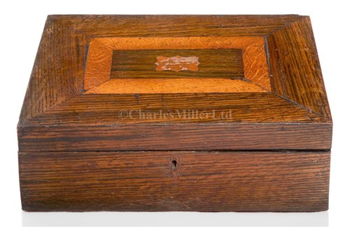 Lot 113 - A WORK BOX MADE FROM ROYAL GEORGE BLACK...