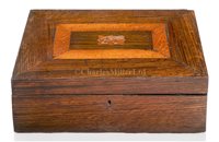 Lot 113 - A WORK BOX MADE FROM ROYAL GEORGE BLACK...