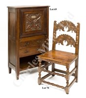 Lot 69 - A DROP FRONT ESCRITOIRE BY GOODALL, LAMB & HEIGHWAY LTD, MANCHESTER, MADE FROM FOUDROYANT OAK, CIRCA 1899