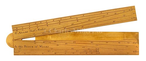 Lot 243 - A FINE FOLDING  BRASS SECTOR BY GEORGE ADAMS,...