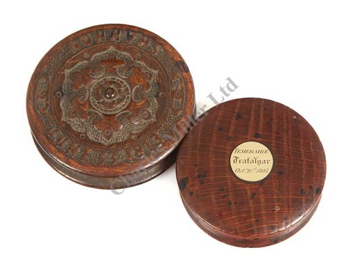 Lot 76 - A GOLD-MOUNTED SNUFF BOX MADE FROM TEMERAIRE...