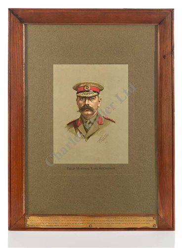 Lot 108 - A LITHOGRAPHIC PORTRAIT OF LORD KITCHENER...