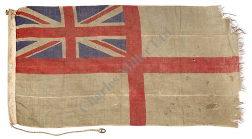Lot 117 - AN HISTORICALLY INTERESTING WHITE ENSIGN,...