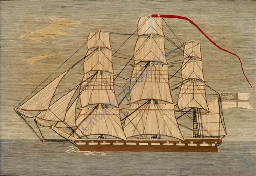 Lot 134 - A GOOD SAILOR'S WOOLWORK PICTURE, CIRCA...