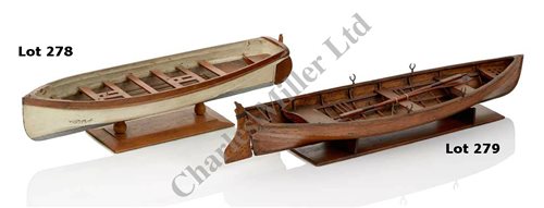 Lot 279 - A 19TH-CENTURY MODEL OF A SKIFF<br/>with pinned...