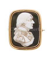 Lot 78 - A COMMEMORATIVE PORTRAIT BROOCH OF NELSON BY...