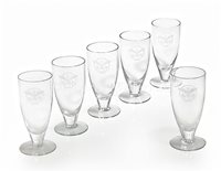 Lot 136 - SIX BEER GLASSES FROM THE S.S. UNITED STATES,...
