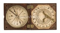 Lot 205 - A WOOD AND PAPER POCKET SUNDIAL BY ROWLAND,...