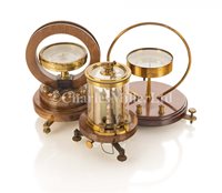 Lot 281 - THREE MAHOGANY AND BRASS GALVINOMETERS,...