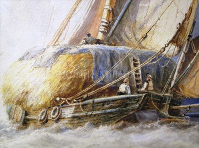 Lot 5 - GEORGE STAINTON (BRITISH 1838-1900)<br/>Hay barge...