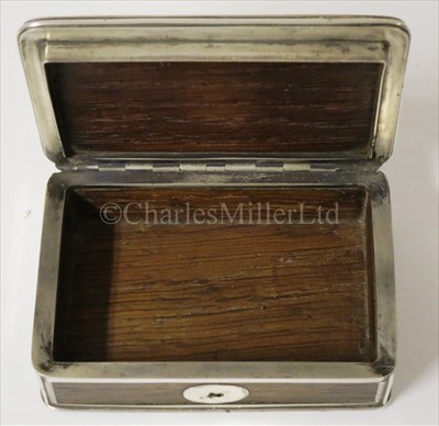 Lot 112 - A SILVER-MOUNTED 'VICTORY' TIMBER TABLE SNUFF...