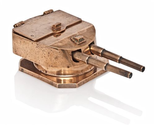 Lot 138 - A 1920s MODEL GUN TURRET FROM METAL OFF THE...