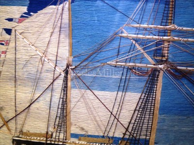 Lot 157 - A FINE SAILOR'S WOOLWORK OF H.M.S. PRINCE...