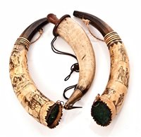 Lot 171 - A 19TH-CENTURY POWDER HORN<br/>undecorated cow...