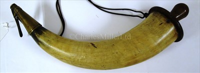 Lot 171 - A 19TH-CENTURY POWDER HORN<br/>undecorated cow...