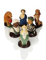 Lot 211 - A COMPLETE SET SIX OF HAND PAINTED FIGUREHEAD...