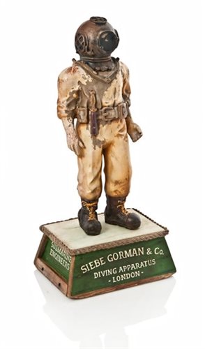 Lot 221 - A PAINTED ALLOY ADVERTISING FIGURE FOR SIEBE,...