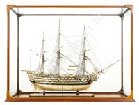 Lot 308 - AN IMPRESSIVELY LARGE NAPOLEONIC PRISONER-OF-WAR-STYLE BONE AND WOOD SHIP MODEL FOR A FIRST RATE SHIP OF THE LINE