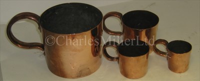 Lot 75 - A PART-SET OF NAVAL COPPER RUM MEASURES <br/>for ½...