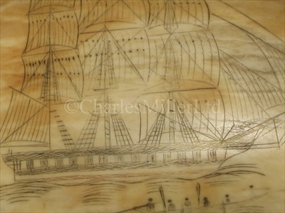 Lot 106 - A 19TH-CENTURY SAILOR-DECORATED SCRIMSHAW-WORK...