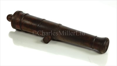 Lot 137 - A MID 19TH-CENTURY FOUNDER'S WOODEN SIGNAL GUN...