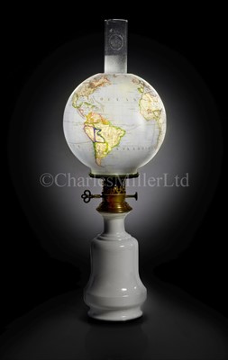 Lot 176 - A RARE FRENCH GLASS OIL LAMP GLOBE<br/>signed and...