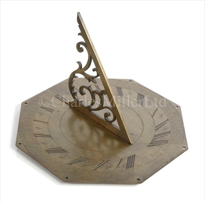 Lot 182 - AN 18TH-CENTURY BRASS SUNDIAL<br/>unsigned, the...