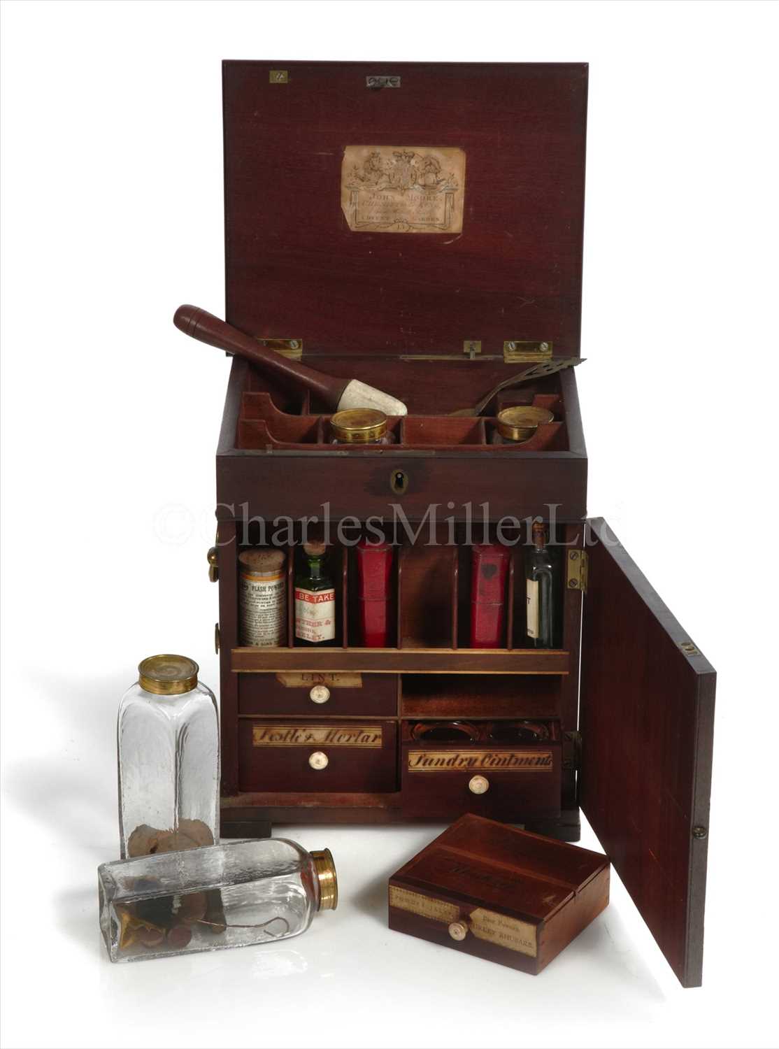 Lot 205 - AN EARLY 19TH-CENTURY MAHOGANY MEDICINE CHEST...