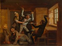 Lot 48 - ATTRIBUTED TO ALEXANDER CARSE (SCOTTISH, 1770-1843) - A Jack Tar in a tavern brawl
