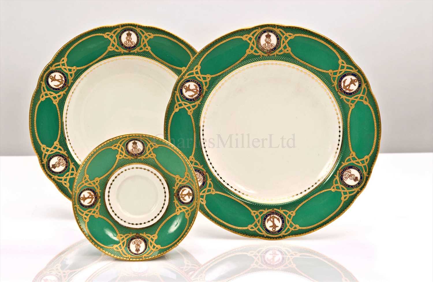 Lot 47 - TWO PLATES AND A SAUCER FROM A SERVICE...