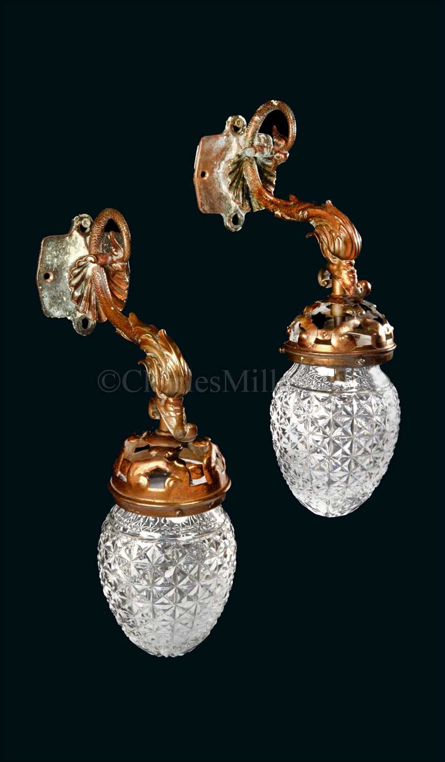 Lot 95 - A RARE PAIR OF BRASS BULKHEAD ELECTRIC LAMPS...
