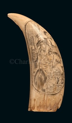 Lot 172 - A SCRIMSHAW-DECORATED WHALE'S TOOTH<br/>incised...