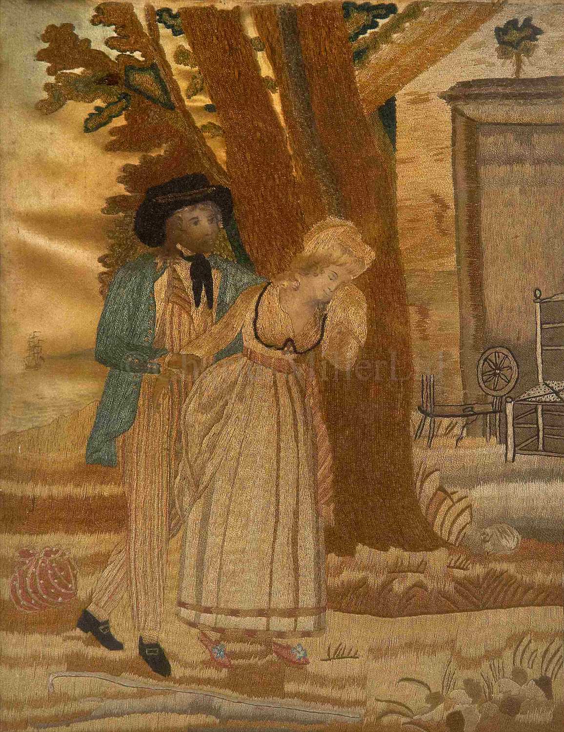 Lot 212 - A REGENCY NEEDLEWORK SILK PICTURE: THE...