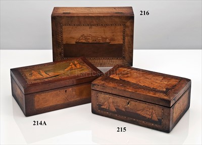 Lot 214A - A 19TH-CENTURY MARQUETRY WORK BOX<br/>the lid...