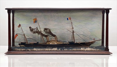 Lot 278 - A 19TH-CENTURY WATERLINE DIORAMA MODEL OF THE...