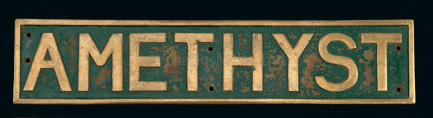 Lot 124 - A STARBOARD SIDE CAST BRASS NAME BOARD FOR THE...