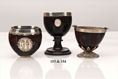 Lot 153 - A SILVER-M0UNTED COCONUT TROPHY CUP<br/>mounted...