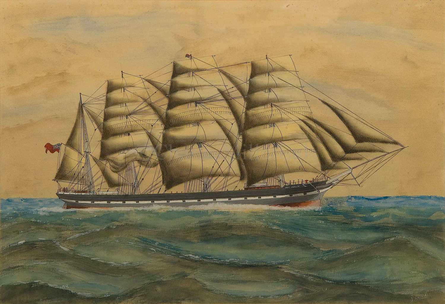 Lot 1 - J. HOOD  (C. 1865)  The four-masted barque...