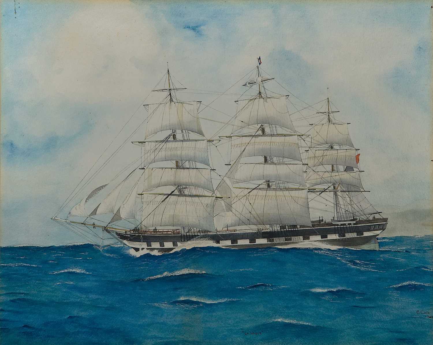 Lot 2 - C. CARTER (C. 1908)<br/><br/>The full-rigged ship Le...