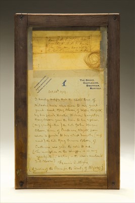 Lot 44 - A LOCK OF LORD NELSON'S HAIR<br/><br/>framed between...